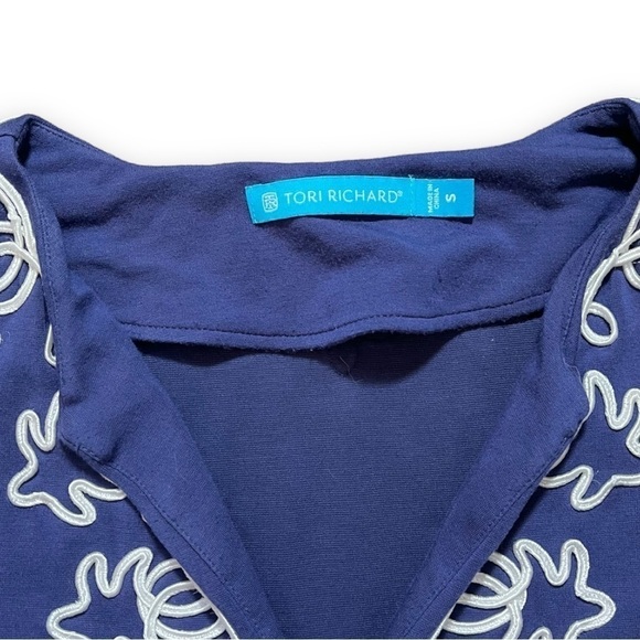 Tori Richards Periwinkle Blue Embroidered Shift Dress sz S - Picture 3 of 11